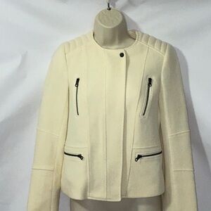 Vince, Cream Wool Moto Jacket, Size 4